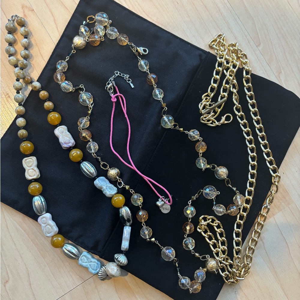 Chic Gold and Multicolor Beaded Necklace Set . Get 4 necklaces in this bundle